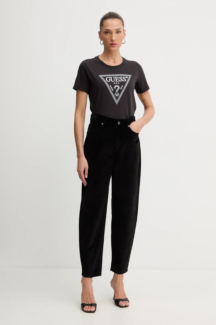 Βαμβακερό μπλουζάκι Guess W5BI18.I3Z14 καφέ AW25