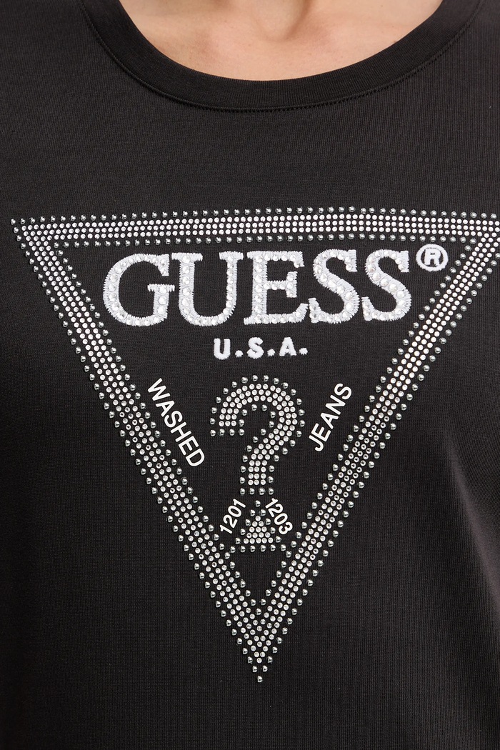 Βαμβακερό μπλουζάκι Guess W5BI18.I3Z14 καφέ