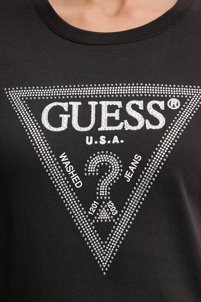Βαμβακερό μπλουζάκι Guess W5BI18.I3Z14 καφέ