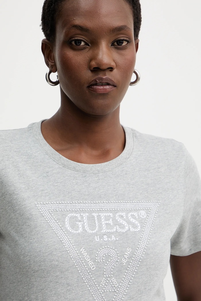 Памучна тениска Guess сив W5BI18.I3Z14