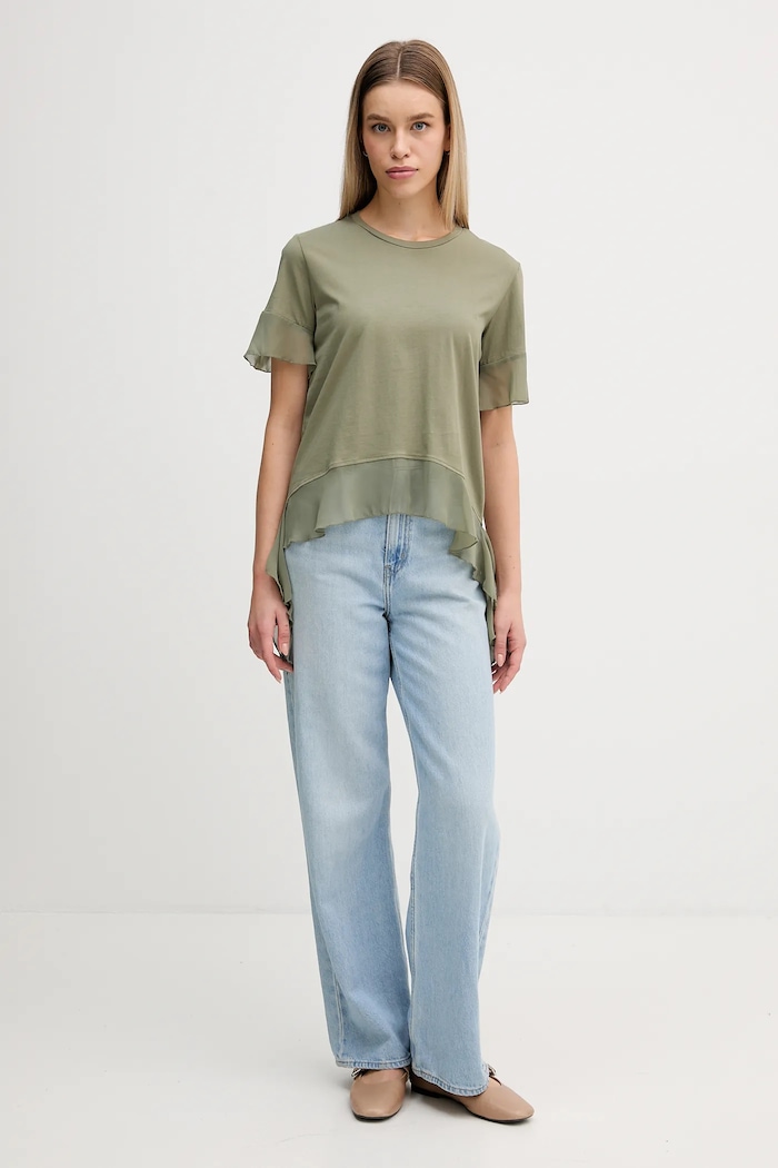 Sisley t-shirt bawełniany 3WHCL107U zielony AW25
