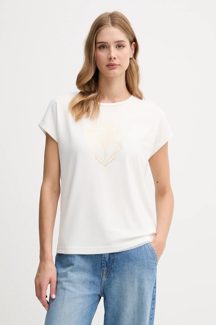 Joop! t-shirt z elastanem beżowy 30047786