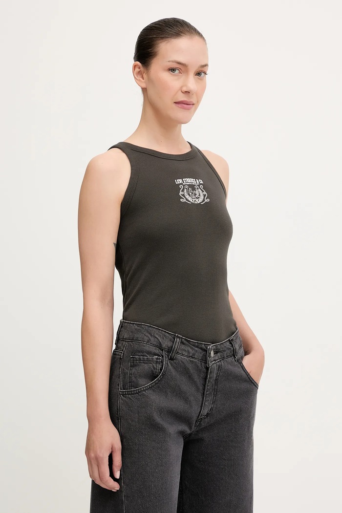 Bavlněný top Levi's slim šedá 003QP