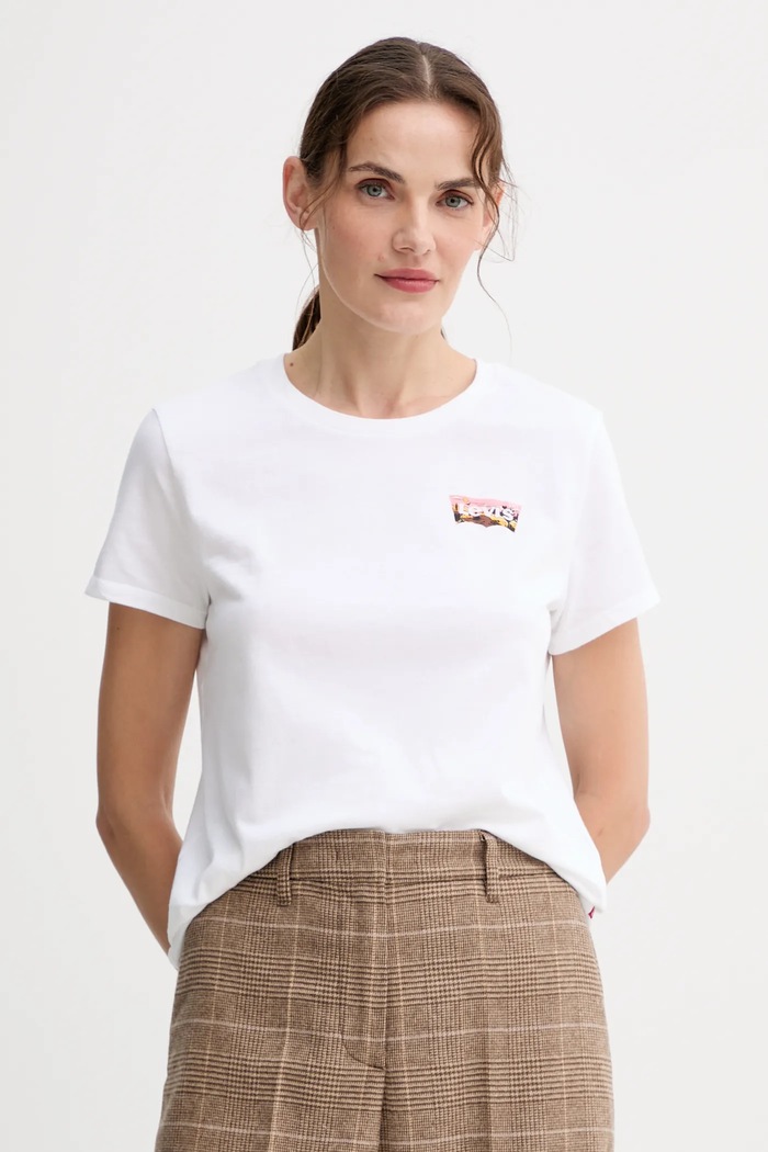 Памучна тениска Levi's стандартна бял 17369.3198