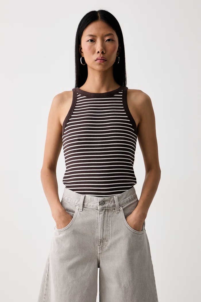 Levi's top damski bawełniany ESSENTIAL RACER brązowy A3381