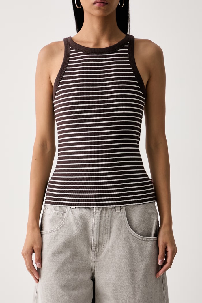 Levi's top damski bawełniany ESSENTIAL RACER brązowy A3381