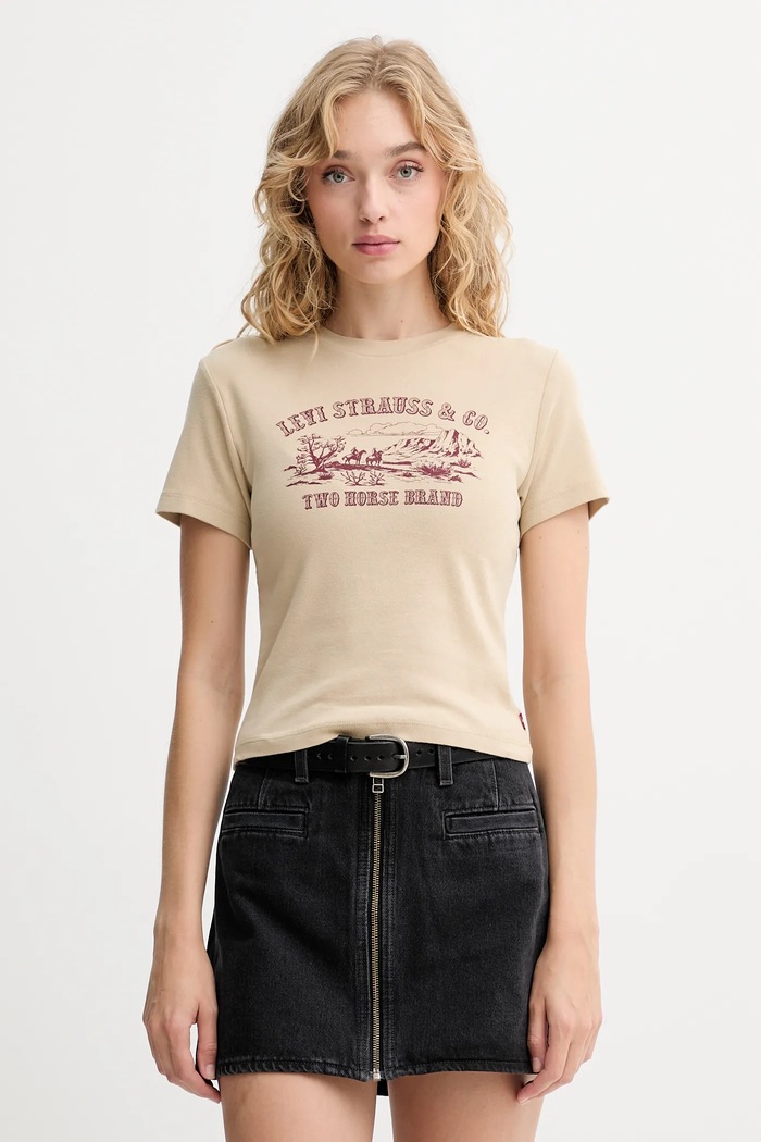 Bavlnené tričko Levi's potlač béžová A8798.0057