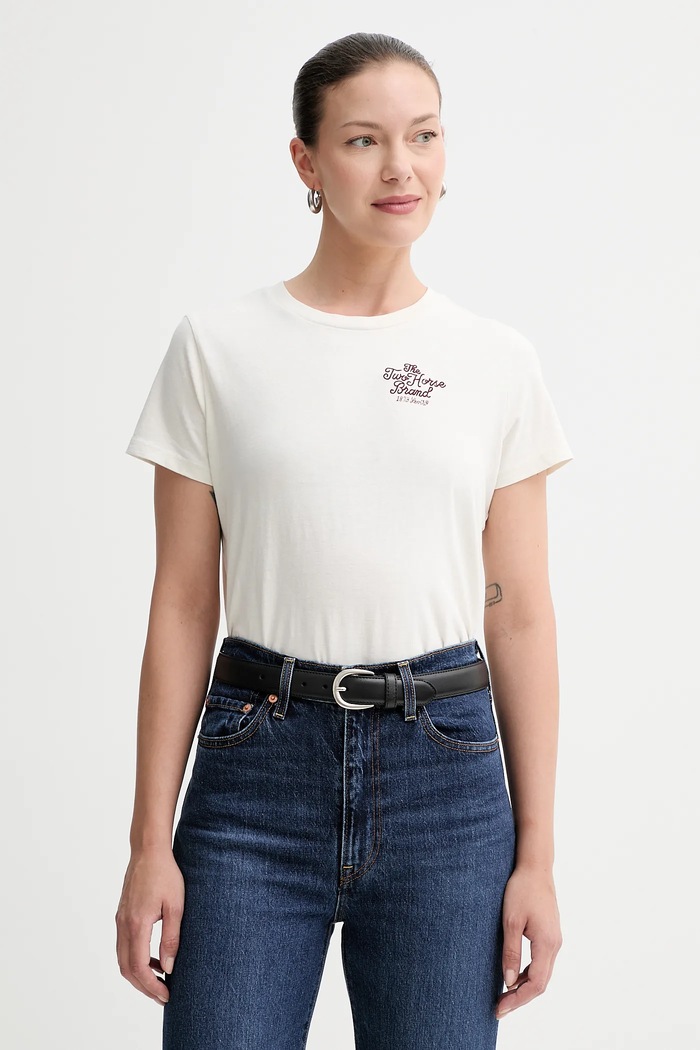 Bavlnené tričko Levi's nášivka béžová A8804.0055
