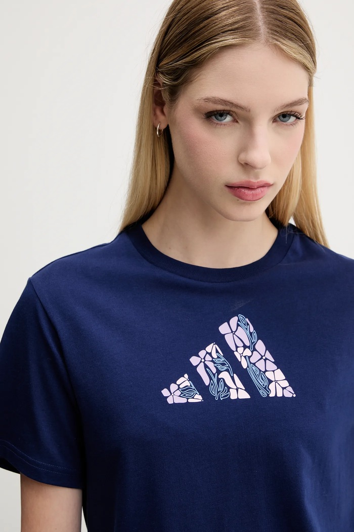 Bavlněné tričko adidas námořnická modř JM4439