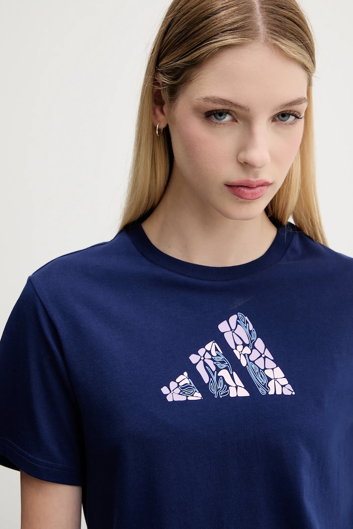 Bavlněné tričko adidas námořnická modř JM4439