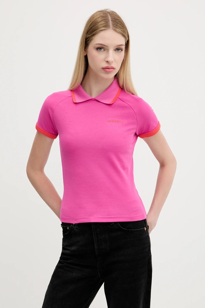 adidas Originals tricou polo Short Polo uni roz JY3489
