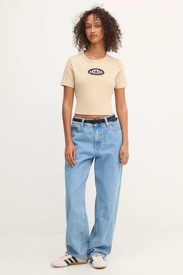 adidas Originals t-shirt Cut Out Rib Tee KC8803 beżowy AW25
