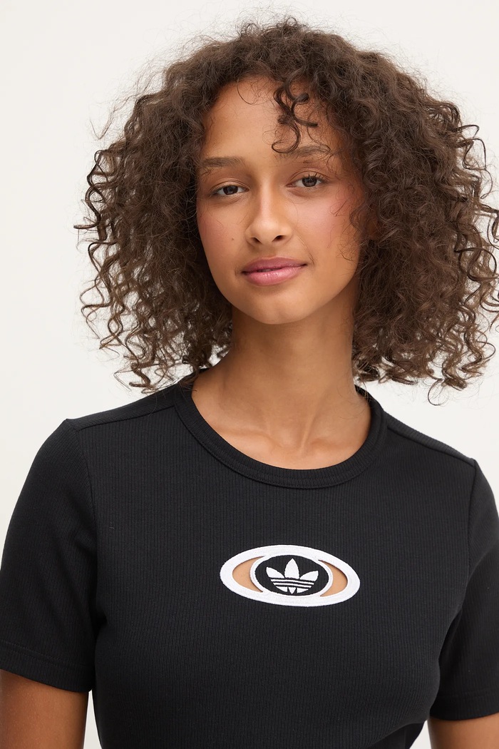 Μπλουζάκι adidas Originals Cut Out Rib Tee μαύρο KC8804