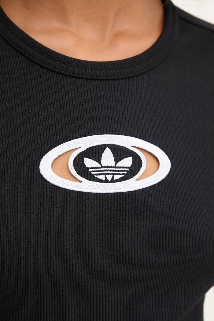 Μπλουζάκι adidas Originals Cut Out Rib Tee KC8804 μαύρο