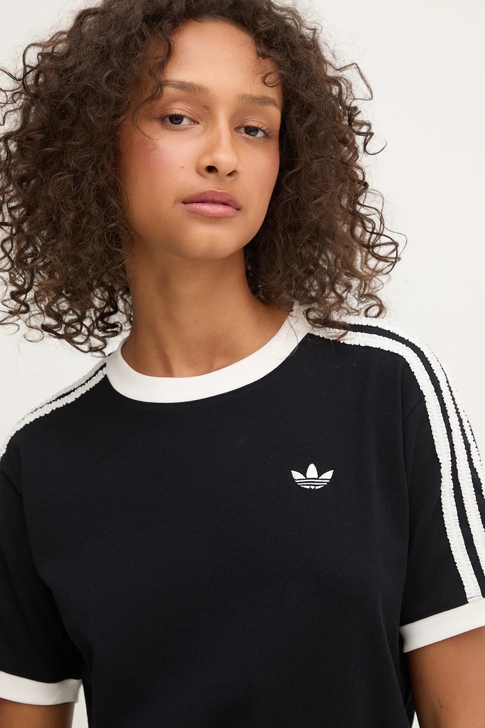 adidas Originals tricou Ruffle 3S Tee negru KC8819
