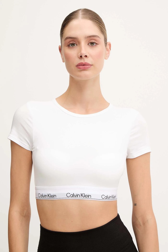 Calvin Klein Underwear top damski bawełniany nadruk biały LV00QF8495
