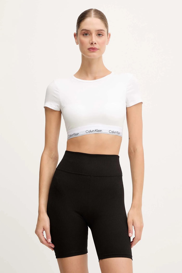 Calvin Klein Underwear top damski bawełniany LV00QF8495 biały SS26