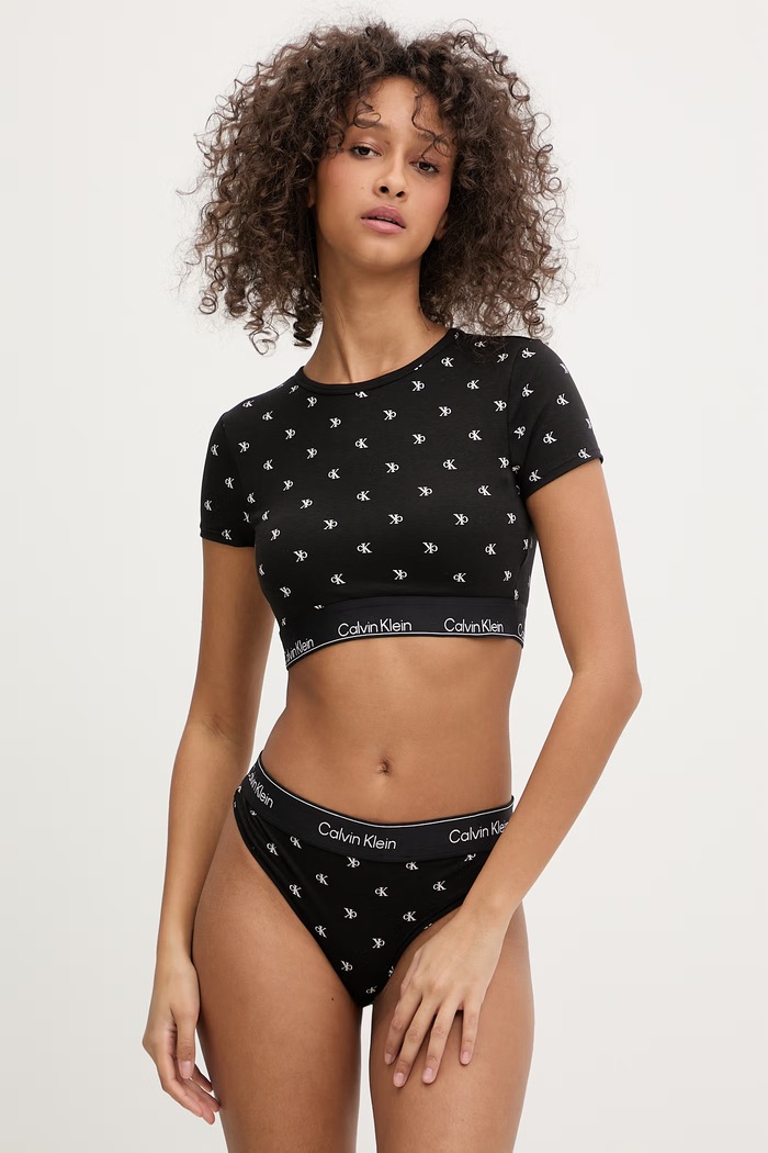 Calvin Klein Underwear top dámsky bavlnený LV00QF8495 čierna SS26