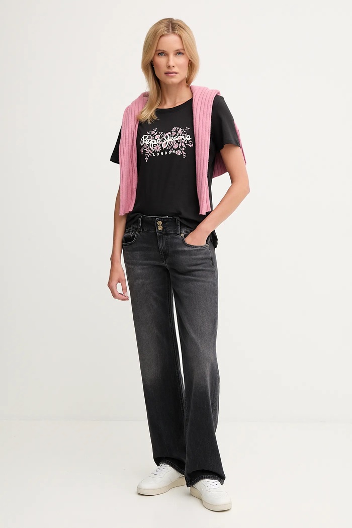 Bavlnené tričko Pepe Jeans PL5000049 čierna AW25