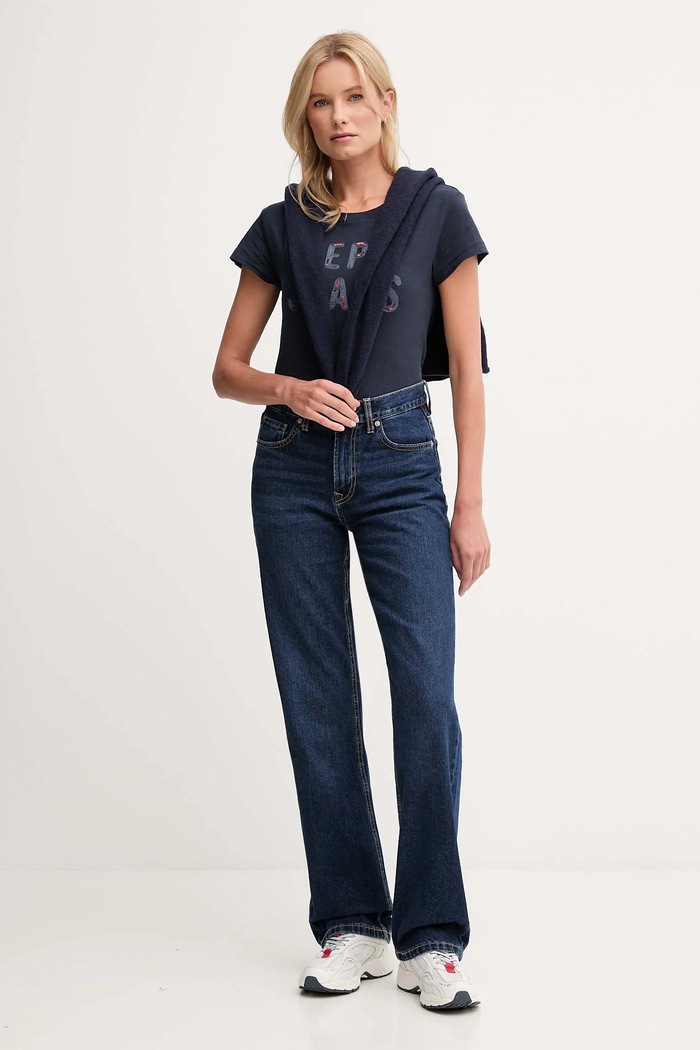 Bavlnené tričko Pepe Jeans PL5000045 tmavomodrá AW25