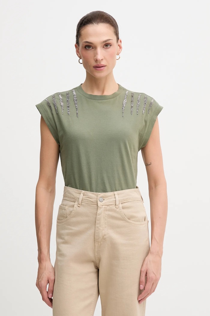 Pepe Jeans tricou imprimeu verde PL5000024