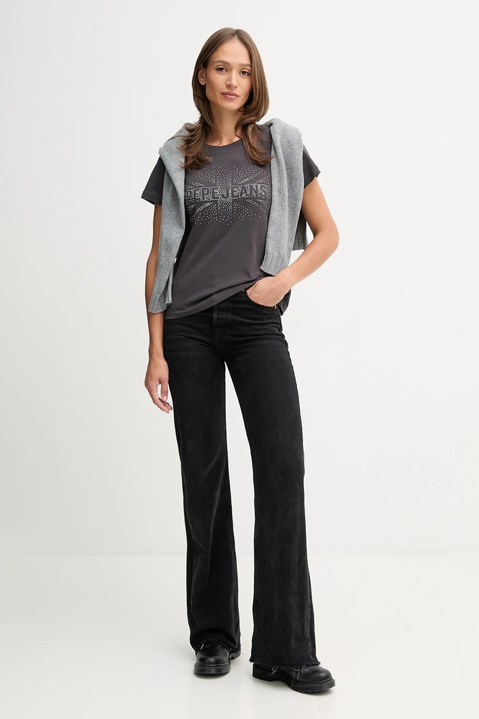 Pepe Jeans t-shirt bawełniany PL5000026 szary AW25