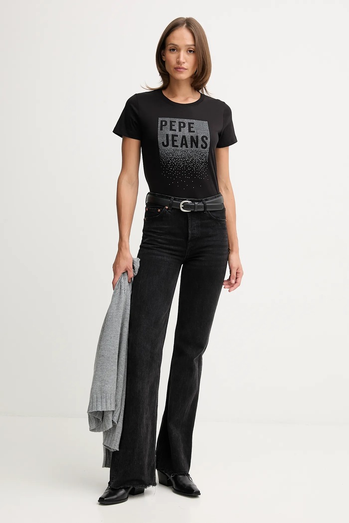 Bavlnené tričko Pepe Jeans PL5000020 čierna AW25