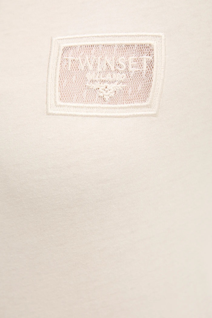 Памучна тениска Twinset бежов 252TP2051