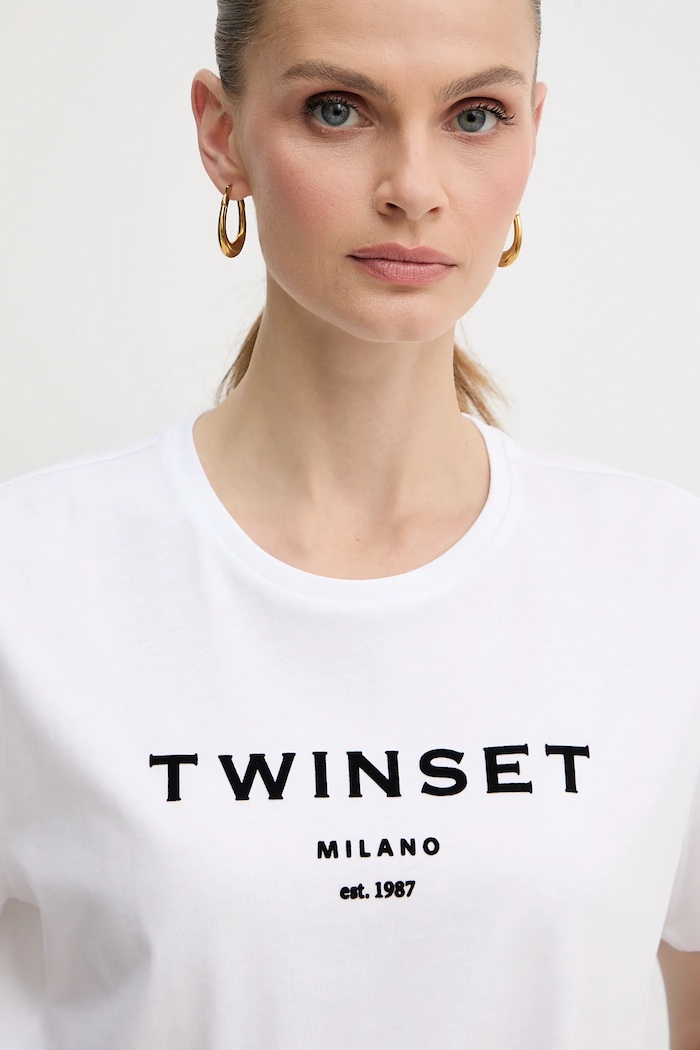 T-shirt bawełniany Twinset 252TP2050 biały