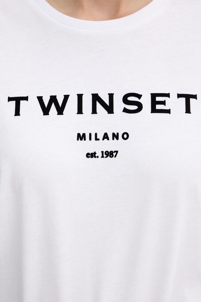 T-shirt bawełniany Twinset biały 252TP2050