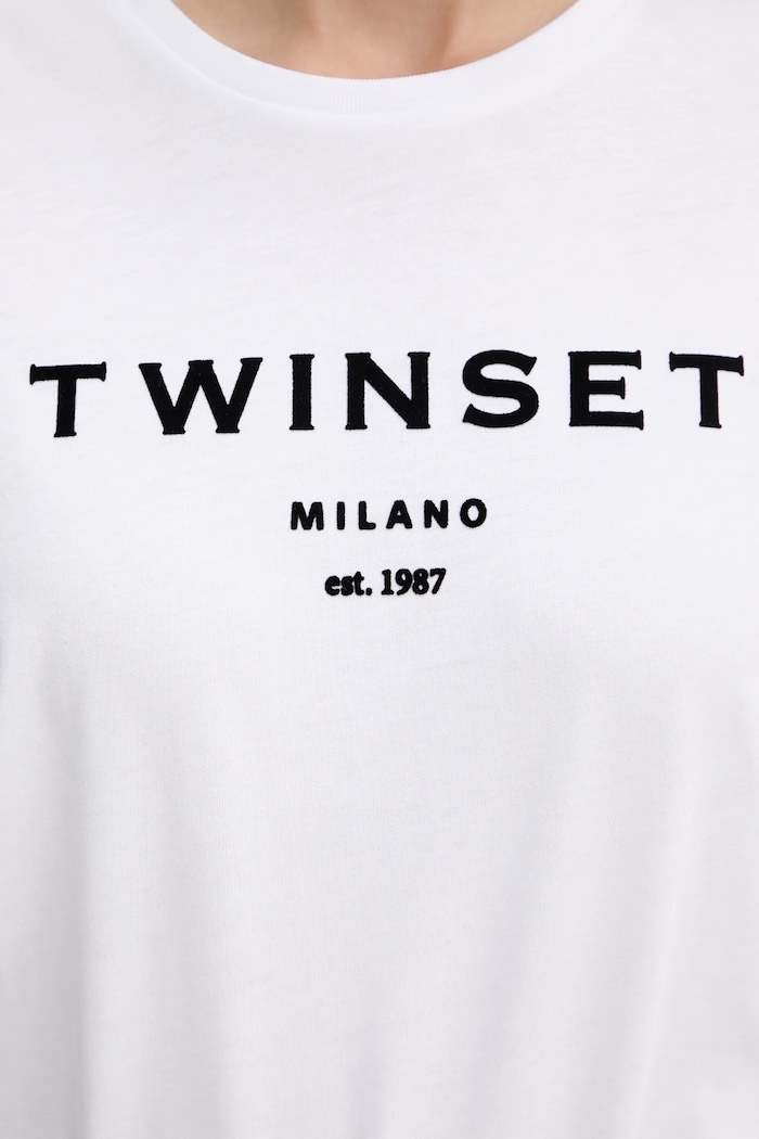 T-shirt bawełniany Twinset biały 252TP2050