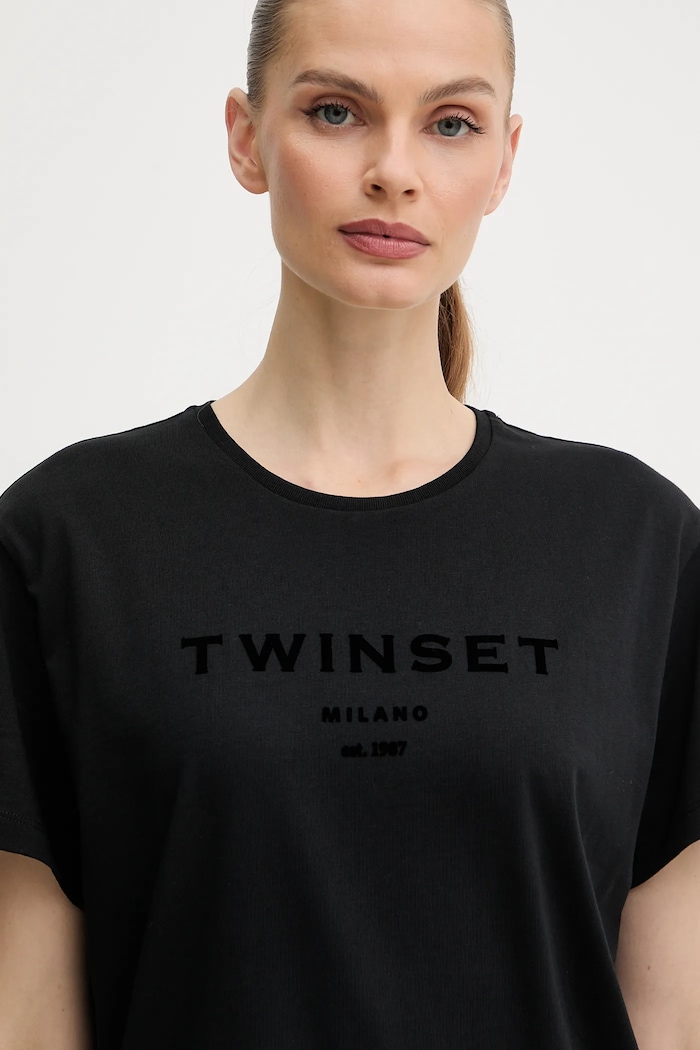 Twinset pamut póló fekete 252TP2050