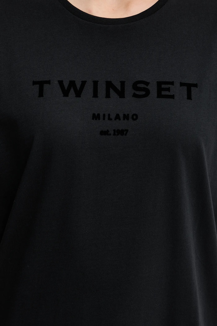 Twinset pamut póló 252TP2050 fekete