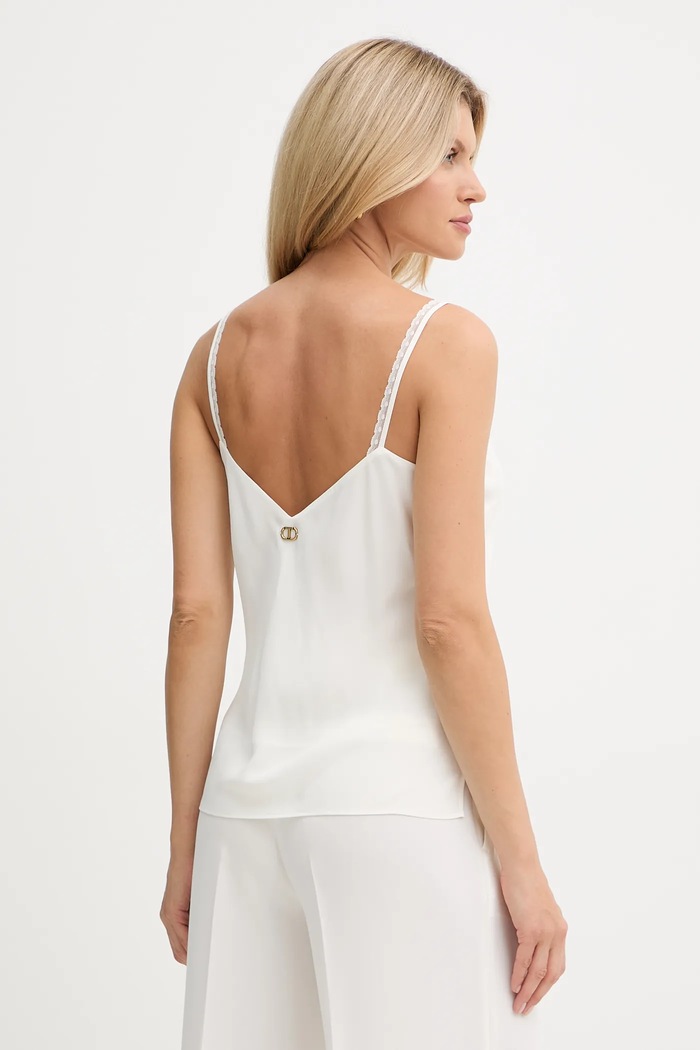 Îmbrăcăminte Twinset top din amestec de mătase 252TT2411 alb