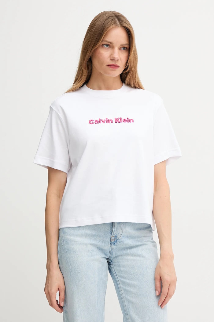 Calvin Klein Jeans pamut póló pamut fehér LV047D205G