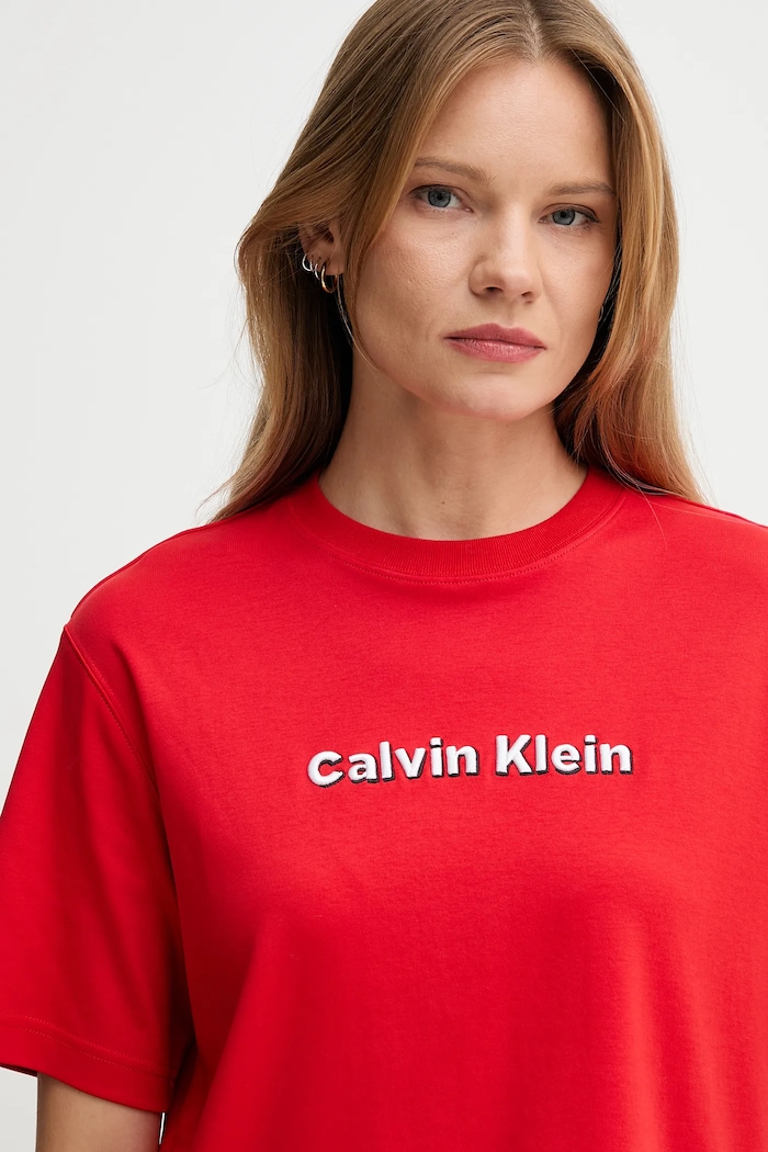 Bavlněné tričko Calvin Klein Jeans červená LV047D205G