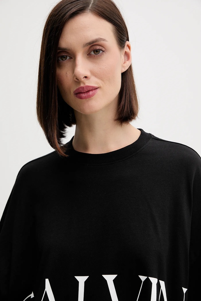 Памучна тениска Calvin Klein Jeans черен LV047D206G