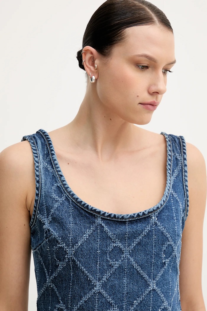Džínsový top Calvin Klein Jeans tmavomodrá LV047D708G