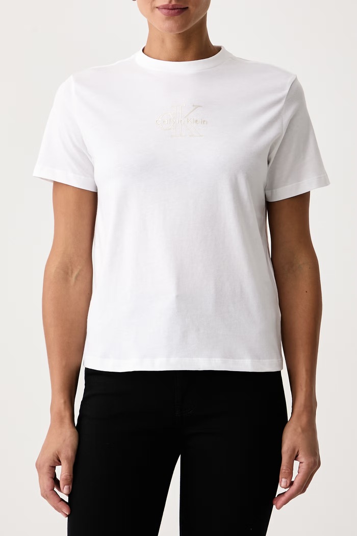 Odzież Calvin Klein Jeans T-shirt damski bawełniany LV047D873G biały