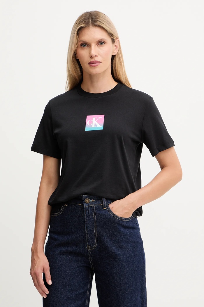 Calvin Klein Jeans t-shirt bawełniany nadruk czarny LV047D874G