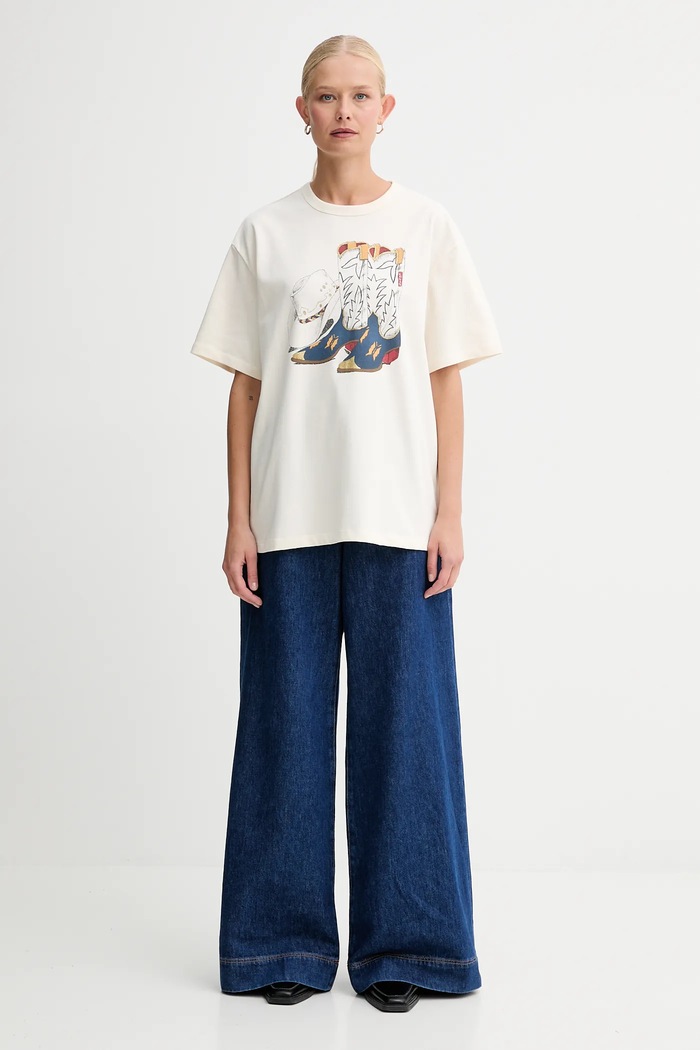 Levi's tricou pentru femei din bumbac GR TABOR 001MX bej SS26