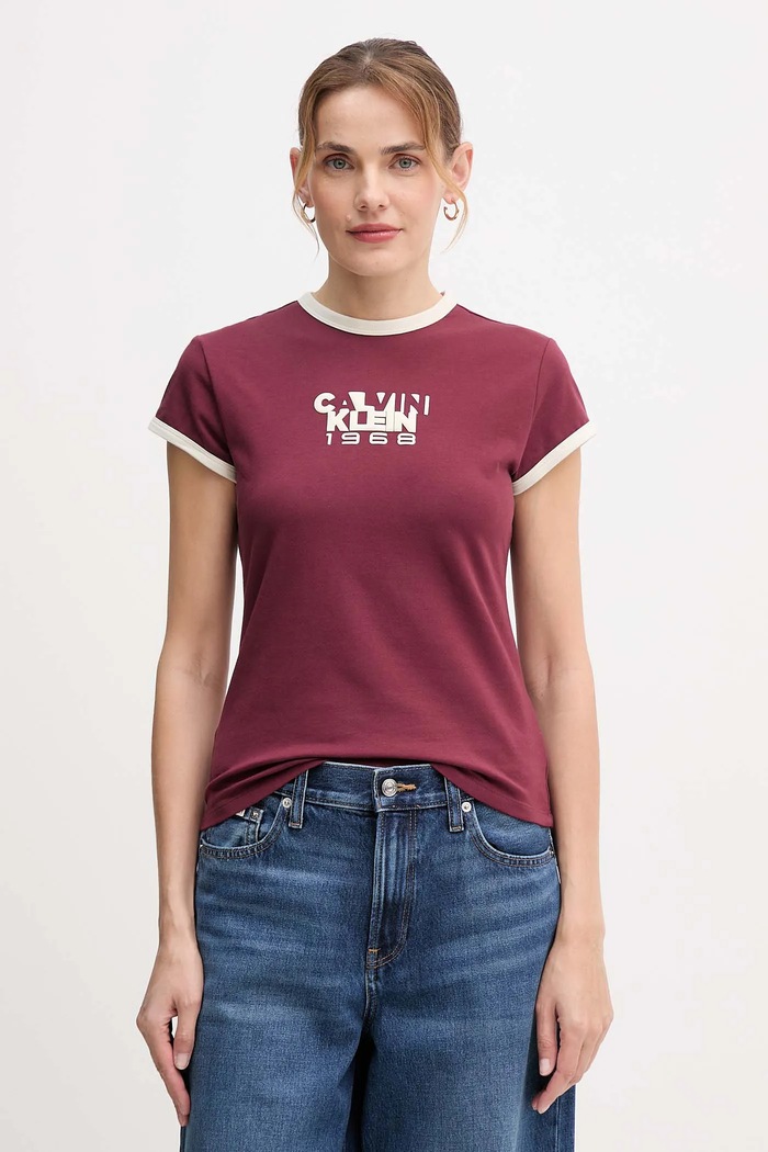 Calvin Klein Jeans t-shirt applique granata LV047D208G