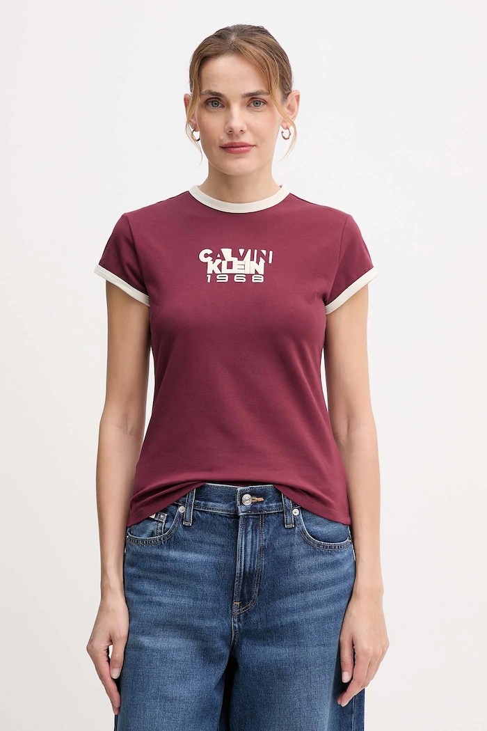 Calvin Klein Jeans t-shirt applique granata LV047D208G