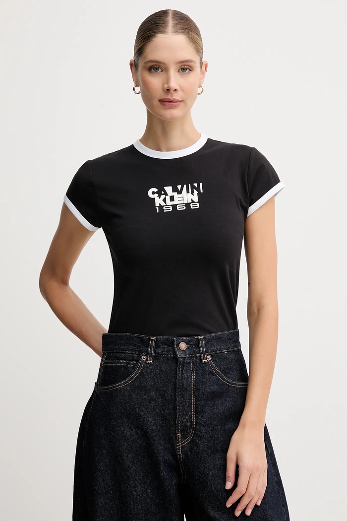 Calvin Klein Jeans t-shirt aplikacja czarny LV047D208G
