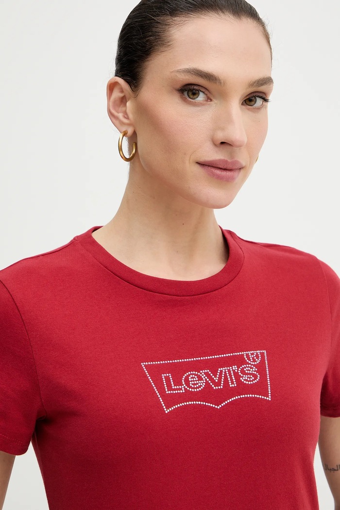 Bavlněné tričko Levi's červená 17369.3310