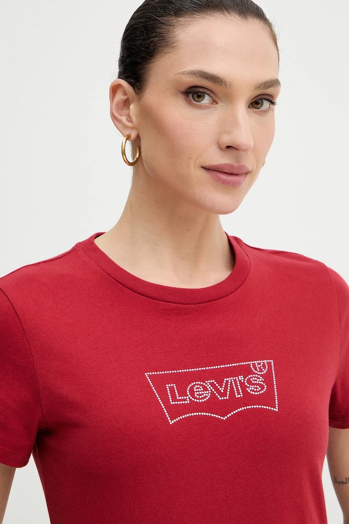 Bavlněné tričko Levi's červená 17369.3310