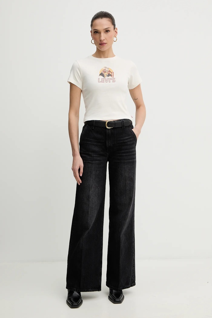 Bavlněné tričko Levi's A8798.0059 béžová AW25