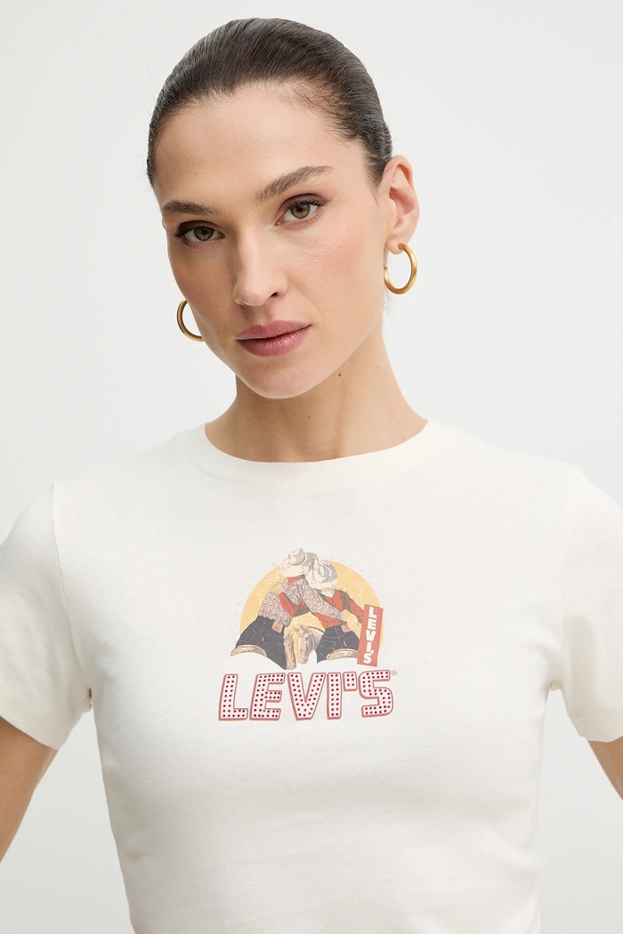 Bavlněné tričko Levi's béžová A8798.0059
