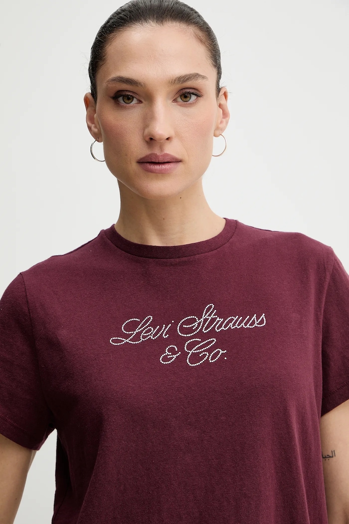Bavlněné tričko Levi's burgundské A2226.0116