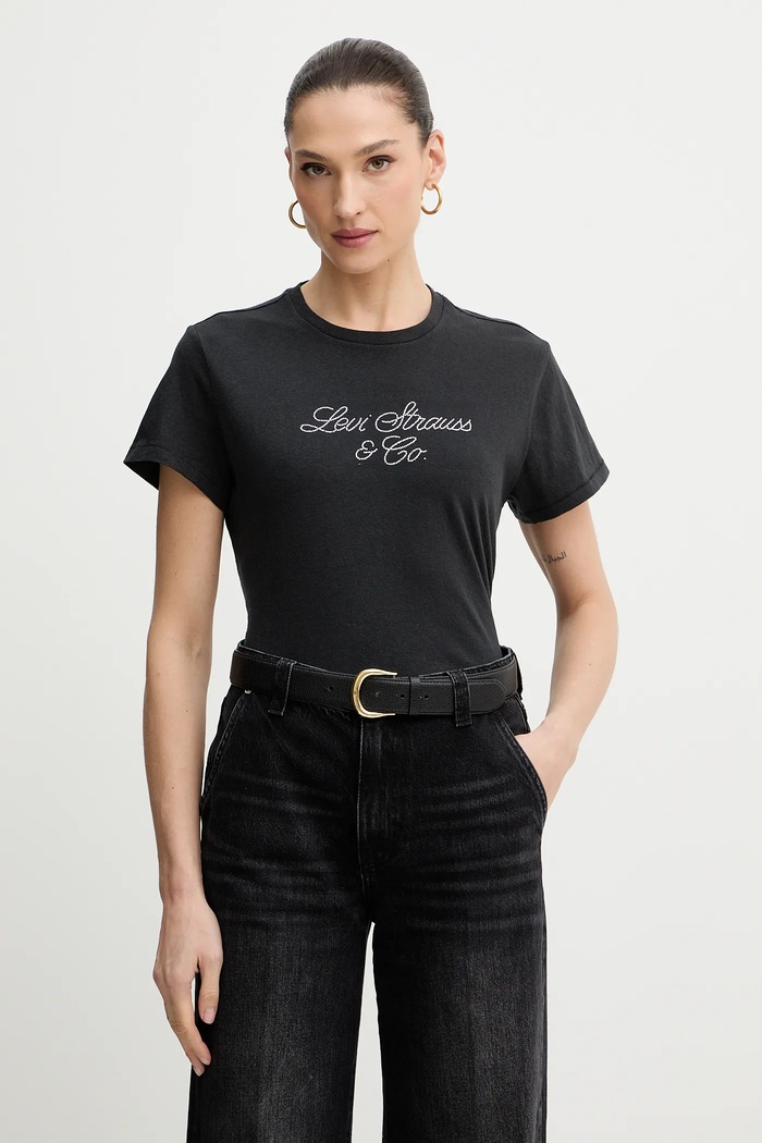 Βαμβακερό μπλουζάκι Levi's βαμβάκι μαύρο A2226.0120